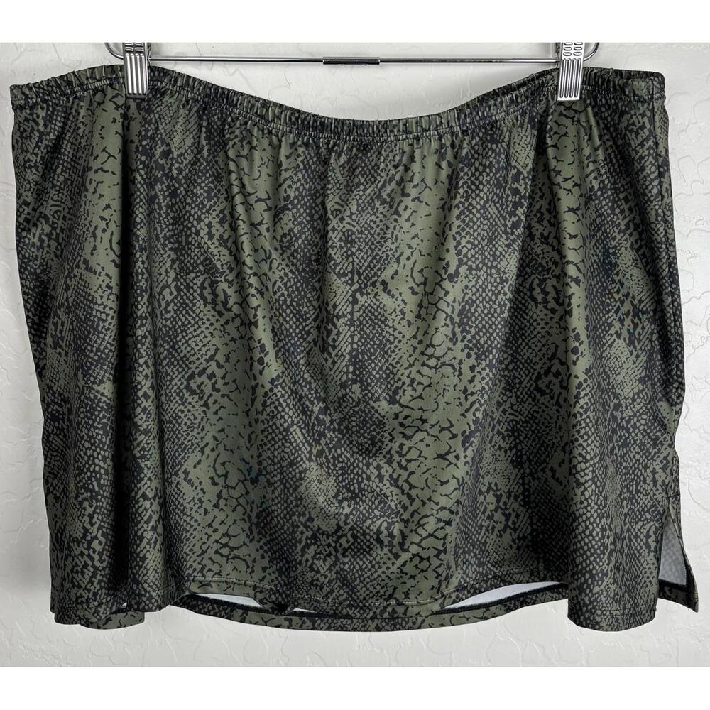 Cacique Green Black Snake‎ Print Swim Skort Size 22 Bodycon Modest 1760